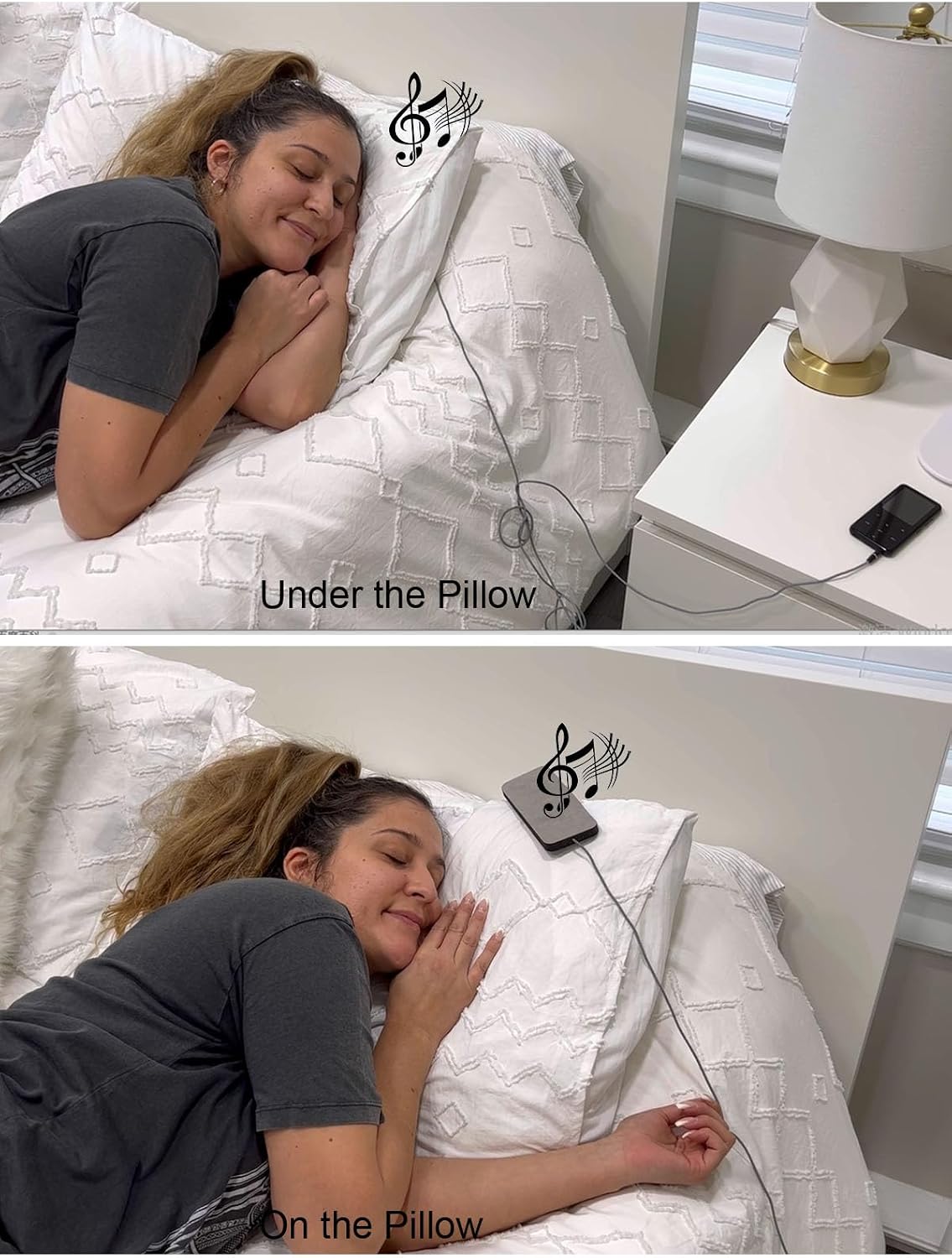 Pillow Speaker Wired for Sleeping, Black Grey