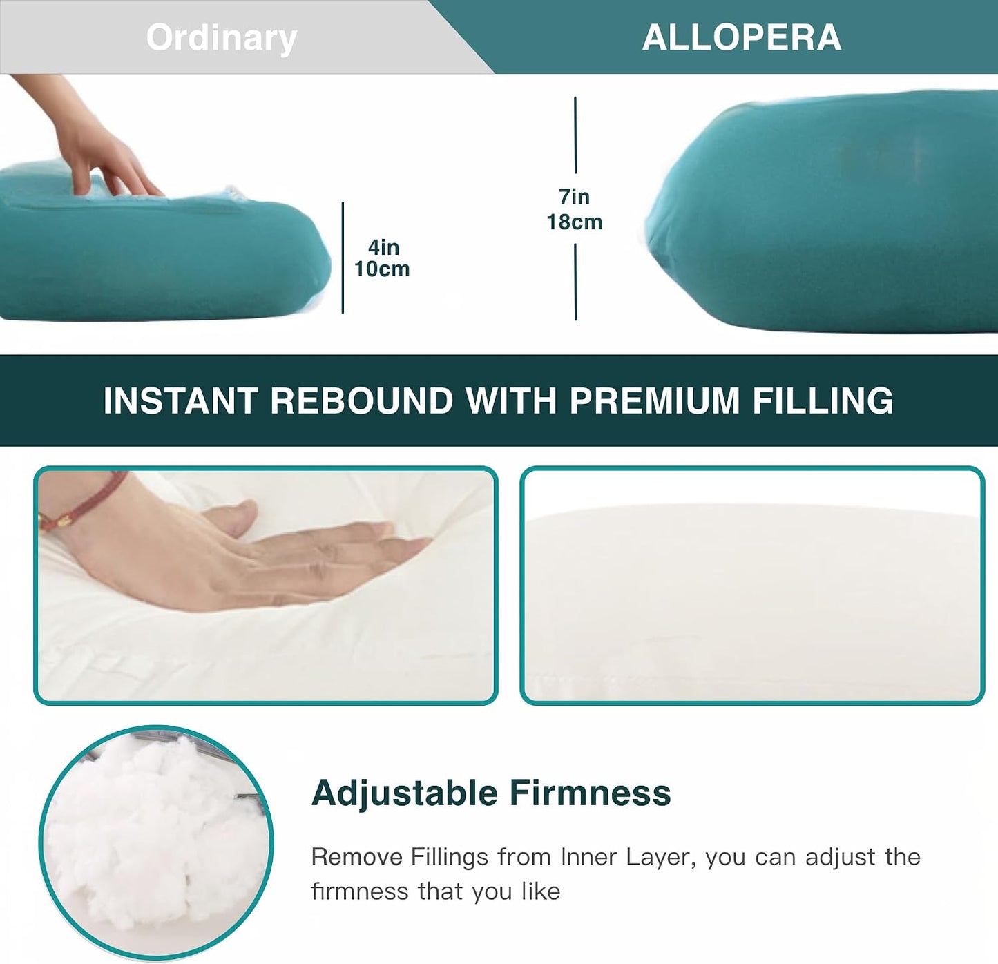 ALLOPERA Pregnancy Pillows for Sleeping, 57-Inch U-Shaped Full Body Maternity Pillow with Adjustable Fill and Removable Washable Cover, Back, Belly, Hip and Leg Support for Pregnant Women, Black Grey