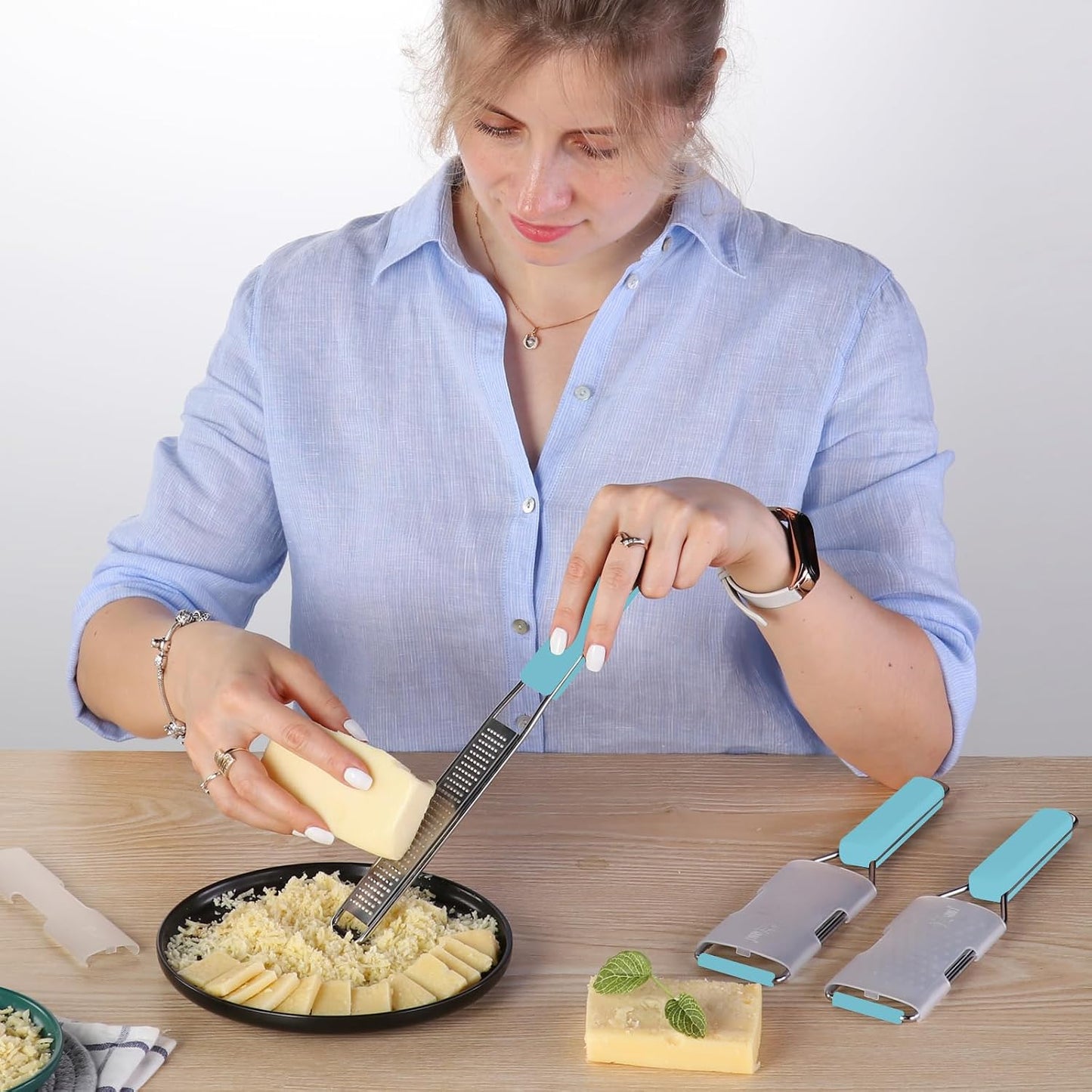 Cambom Lemon Zester Grater Three-piece Suit - Heavy Duty Kitchen Tool for Parmesan Cheese, Ginger, Garlic, Nutmeg, Chocolate, Vegetables，Fruits，Stainless Steel Grater Dishwasher Safe Black | 304 Stainless Steel, Sharp Tool for Parmesan Cheese, Ginger,