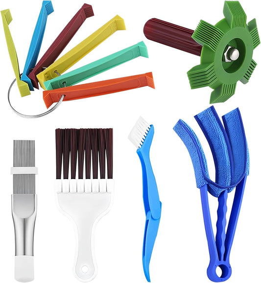 6 Pcs Radiator Comb Tool Set, Multiple Sizes AC Fin Comb Straightener & Condenser Coil Cleaning Brush, Air Conditioner Repair Cleaner Kit for Evaporator Automotive Refrigerator Hvac (Colored)