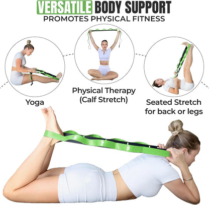 Stretch Strap with Loops Physical Therapy - Full Body Exercise Straps for Stretching with Detachable Foot - Leg & Calf Stretcher for Plantar Fasciitis, Physical Therapy, Pain Relief, and Flexibility