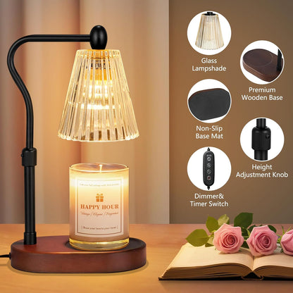 Imenlox Candle Warmer Lamp, with Timer & Dimmer, Adjustable Height, Christmas Birthday Mothers Day Gifts for Women Mom Her, House Warming New Home Thanksgiving Décor (Amber)