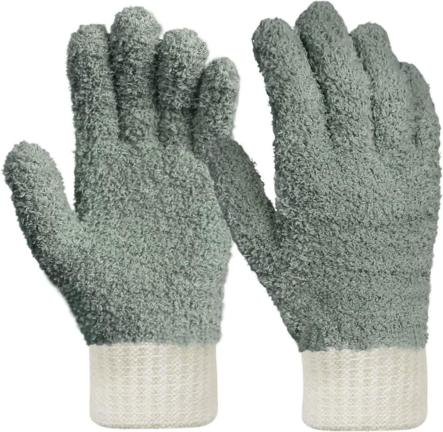 MIG4U Microfiber Dusting Gloves House Cleaning Glove for Blinds, Windows, Shutters, Furniture, and Car, Reusable Lint-Free Blue 1 Pair S/M