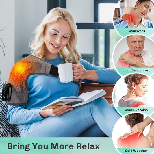 Cordless Shoulder Heating Pad with Massage for Rotator Cuff Pain Relief