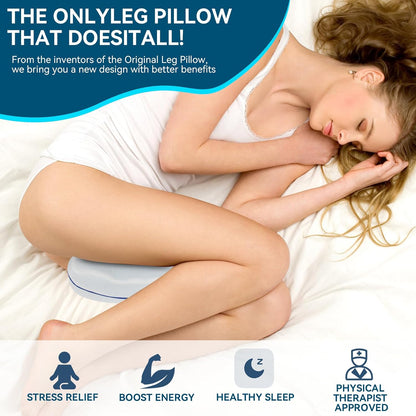Knee Pillow for Side Sleepers Hip Pain, Leg Pillow for Side Sleeping | Side Sleeper Pillows Memory Foam Back, Sciatica, Knee Pain Relief with Washable Cover, White 1 Pack