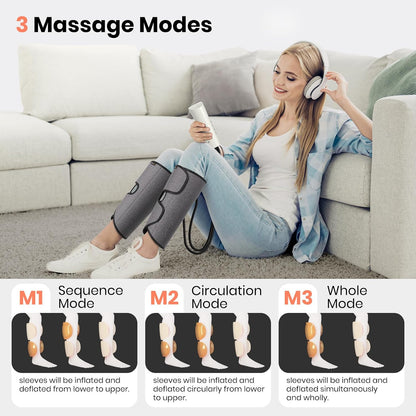 SHINE WELL Leg Compression Massager for Circulation and Pain Relief Fsa, Air Compression Calf Massager with 3 Modes 3 Intensities 2 Timing, for Restless Legs Syndrome Relief, Wellness Gift for Mom Dad