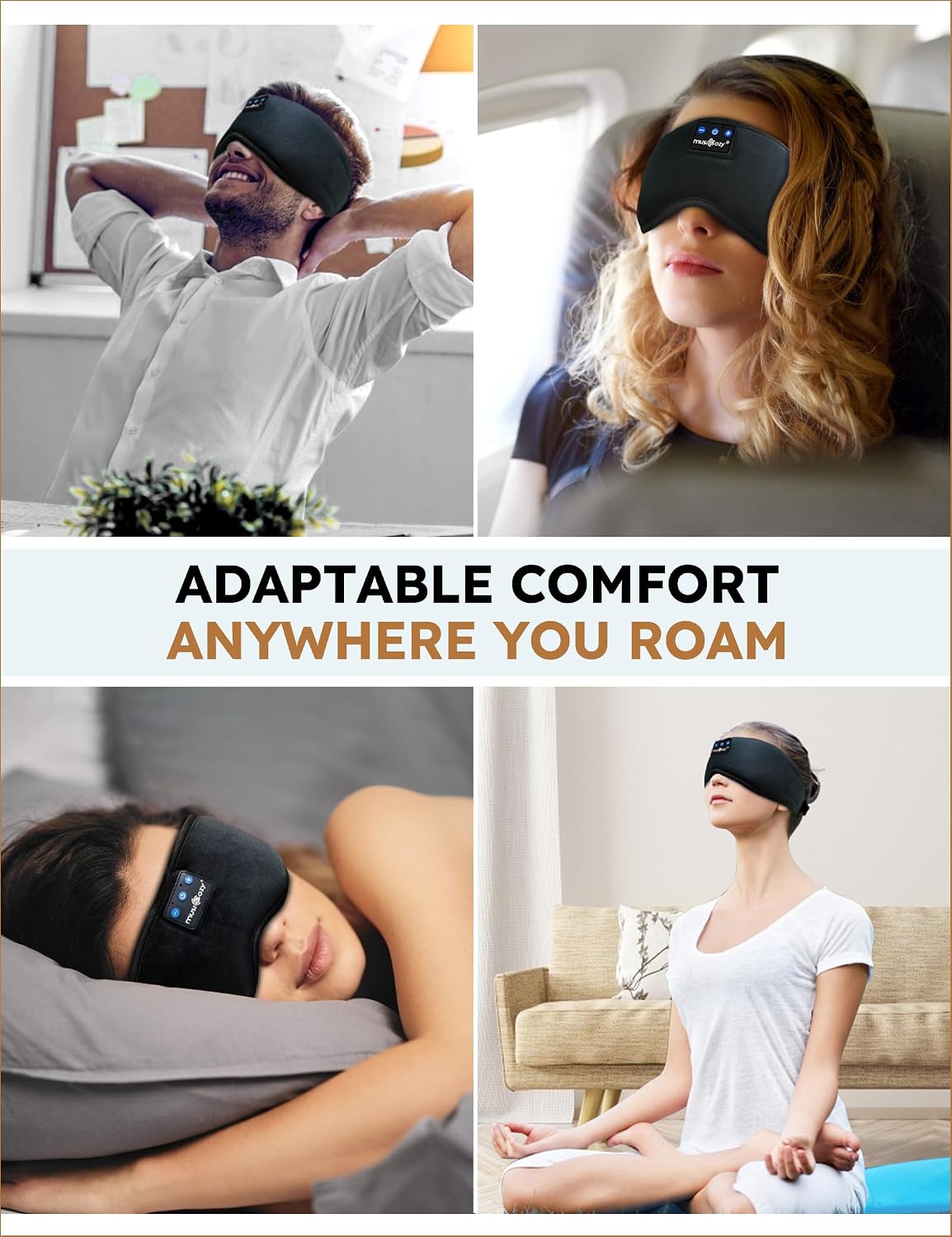 MUSICOZY Sleep Headphones Bluetooth 5.4 Sleep Mask with HD Sound