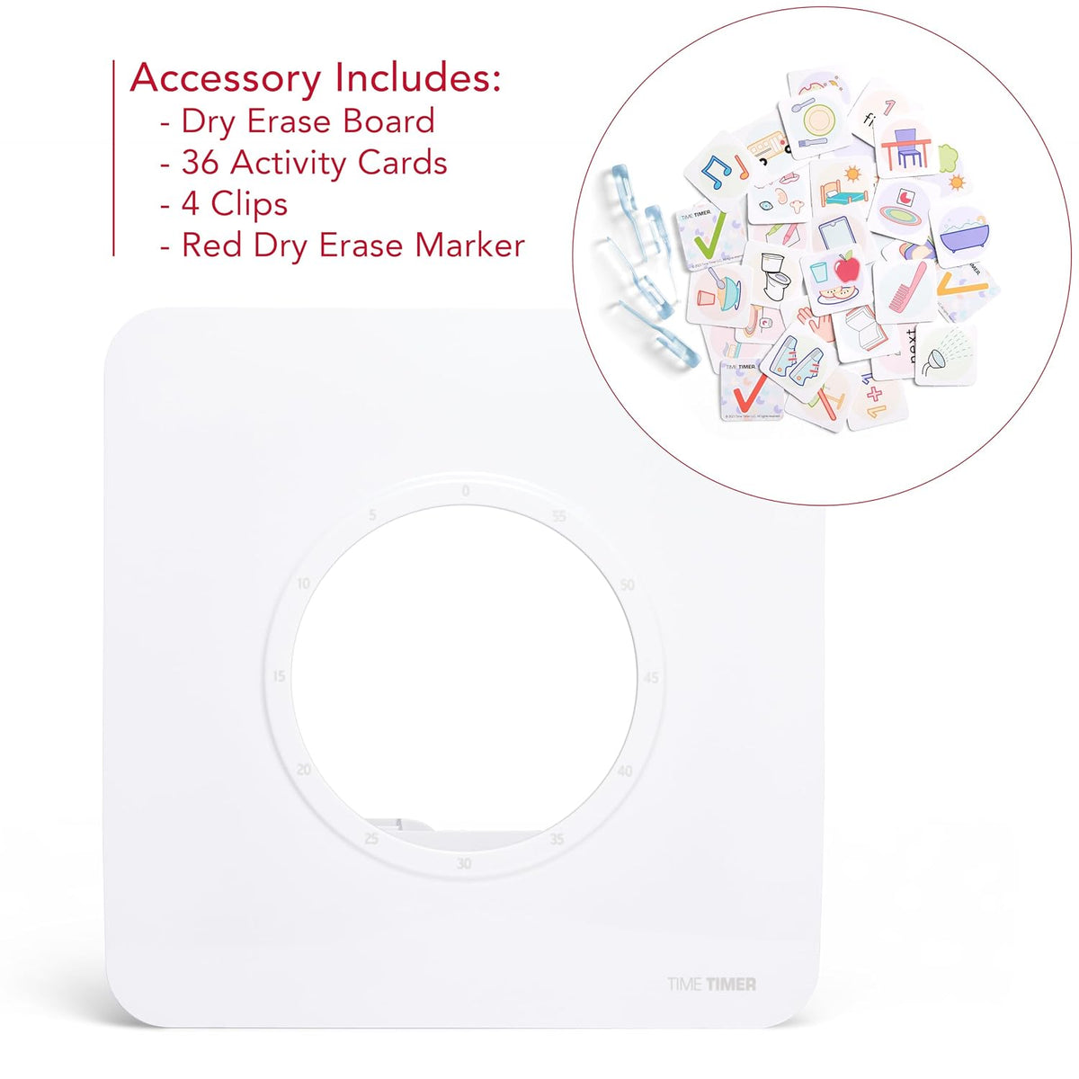 Visual Schedule Accessory for TIME TIMER 8 inch Visual Timer - Dry Erase Board with Caddy, whiteboard Marker, and Pecs Cards - for Kids Classroom, Task Reminder, Routine Timer (Timer not Included)