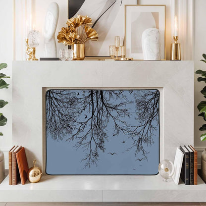 Magnetic Fireplace Cover Tree Branches Bird Fireplace Screen Decorative Brown Black Twigs Deadwood Insulation Fireplace Blocker Save Energy Fireplace Draft Stopper Covers for Living Room 45x34 Inch