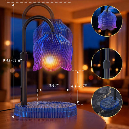 Flower Candle Warmer Lamp, Timer & 4-Level Dimmer, Adjustable Height | Flameless Electric Wax Warmer for Jar Candles, Includes 2 Bulbs, Pink, Home Decor Gift for Mom & Women, Housewarming