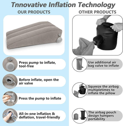 Inflatable Leg Elevation Pillow for Post-Surgery Recovery Adjustable Height | Travel-Friendly, Wedge Pillows for Swelling Relief, Easy Pump Valve, Single Leg/Knee/Ankle/Back