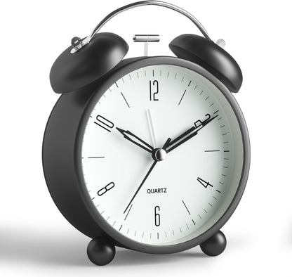 JALL Analog Alarm Clock, 4 inch Super Silent Non Ticking Small Clock with Night Light, Battery Operated, Simple Design, Old Fashioned Style Ideal Decor, for Bedroom, Bedside, Desk, Adult, Gift, Green