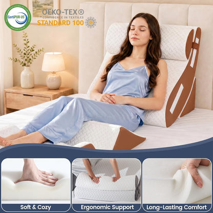 5PCS Wedge Pillow Set for After Surgery, Adjustable Orthopedic Foam Bed Wedge Pillow for Acid Reflux, GERD & Heartburn Relief, Back & Leg Elevation Support for Sleeping & Sitting Up, White Grey