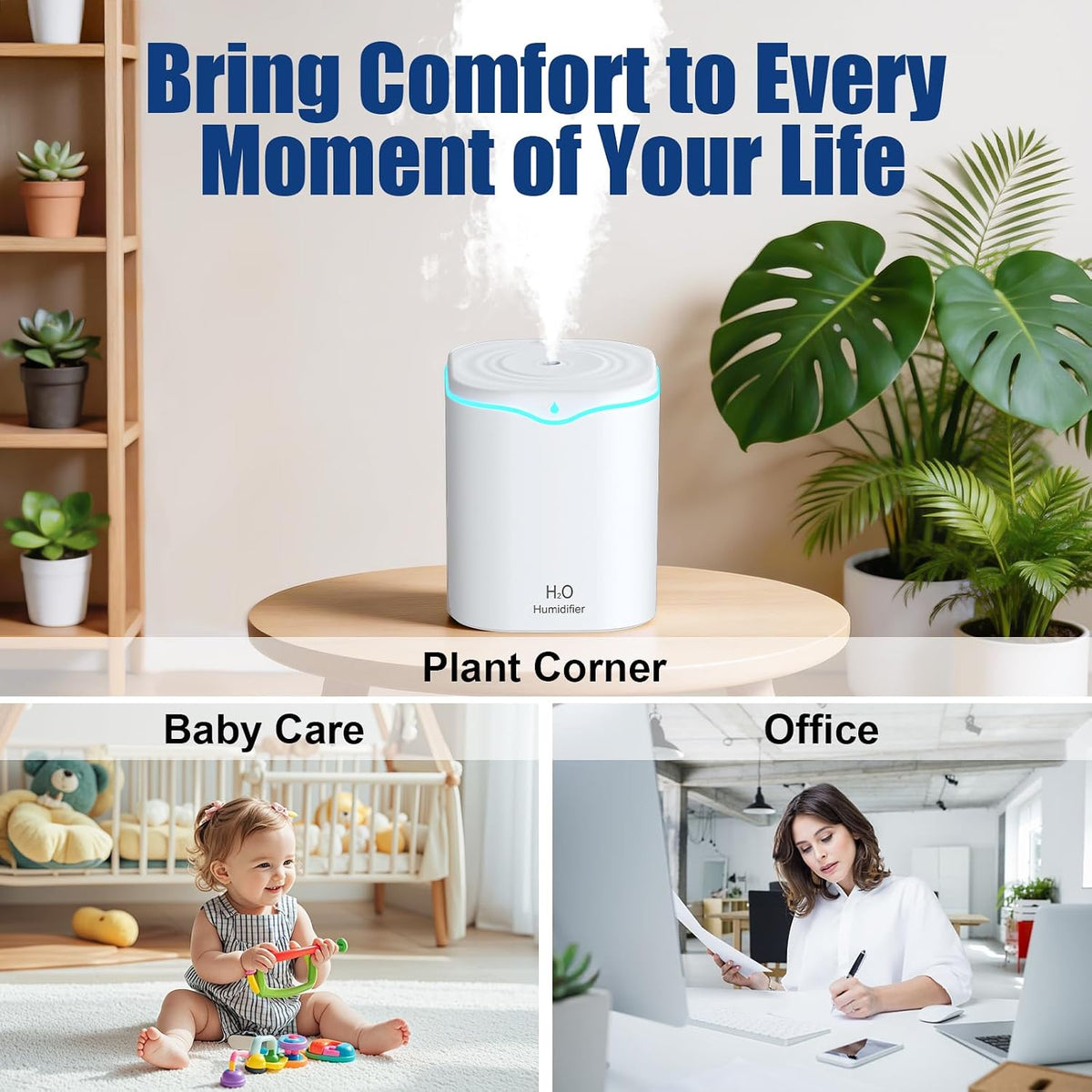 Humidifiers for Bedroom, 2.0L Cool Mist Humidifier for Plants & Home