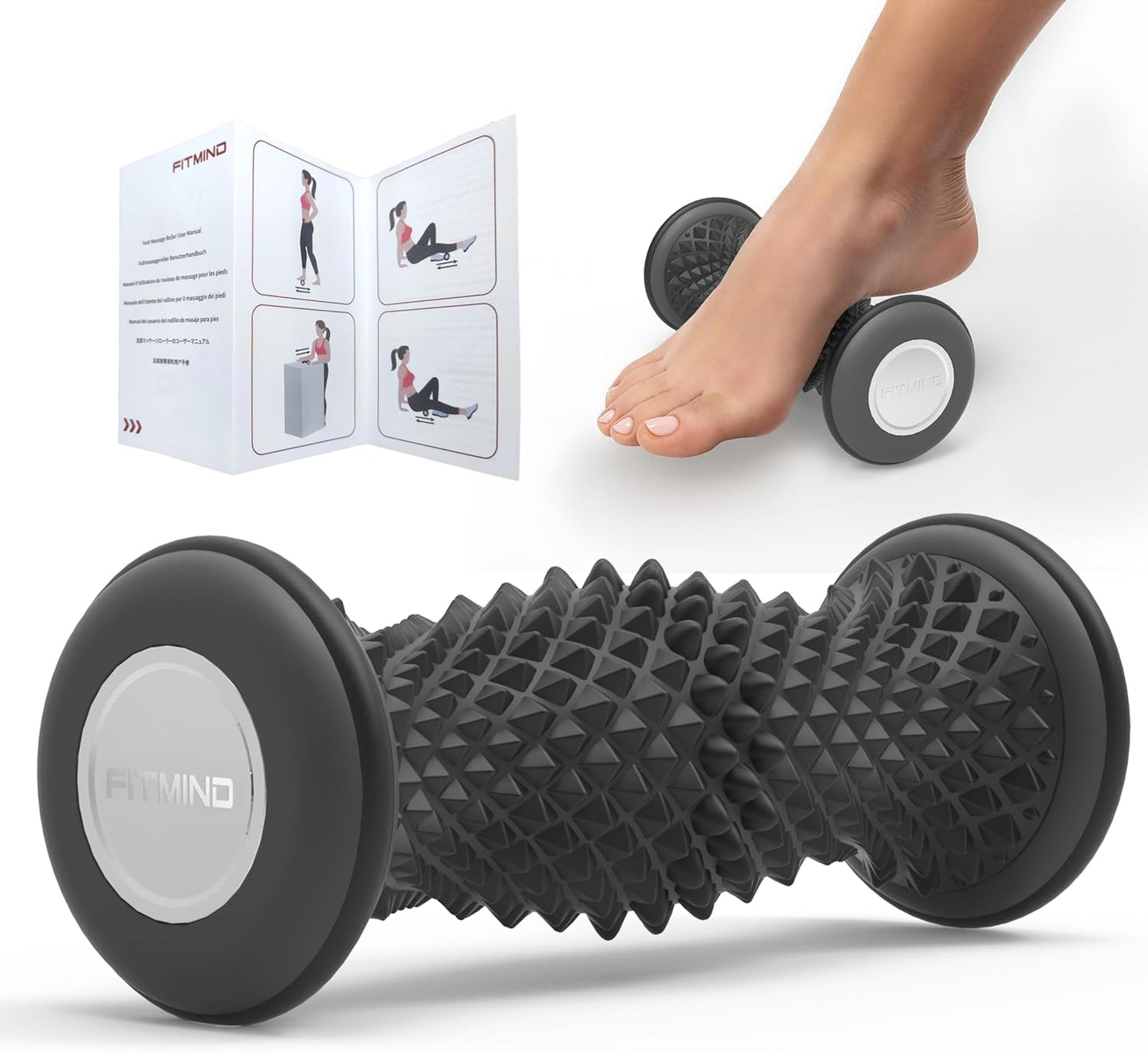 Foot Roller Massager for Plantar Fasciitis Relief, Portable Silent Deep Tissue Massager Tool for Arch and Heel Pain-Grey