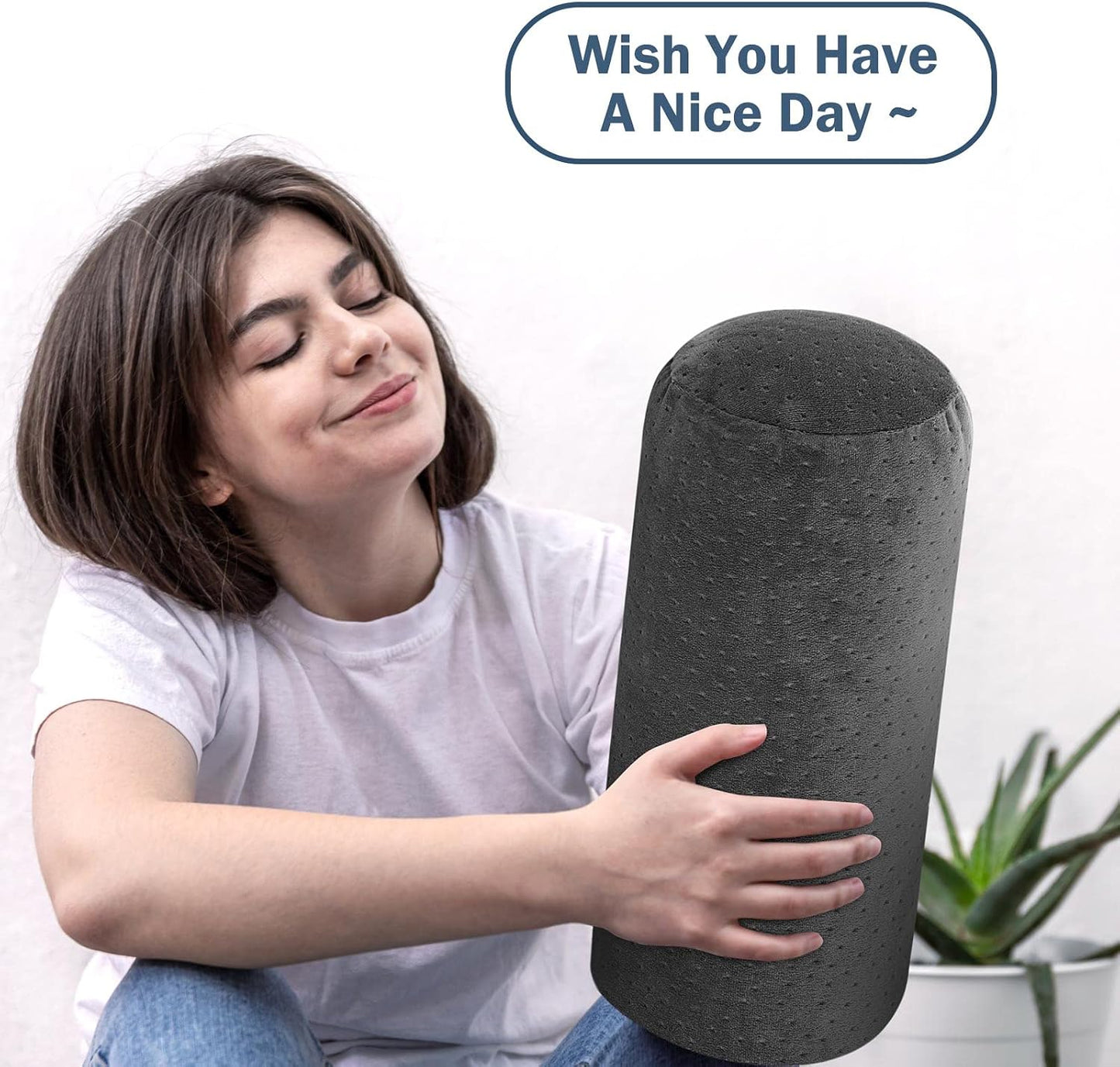 Remerry 2 Pcs 16 x 6 Inches Velvet Neck Roll Pillow Cover with Zipper, Soft Bolster Pillowcases for Cylindrical Pillow (Cover Only, Bolster Not Included)(Navy Blue)