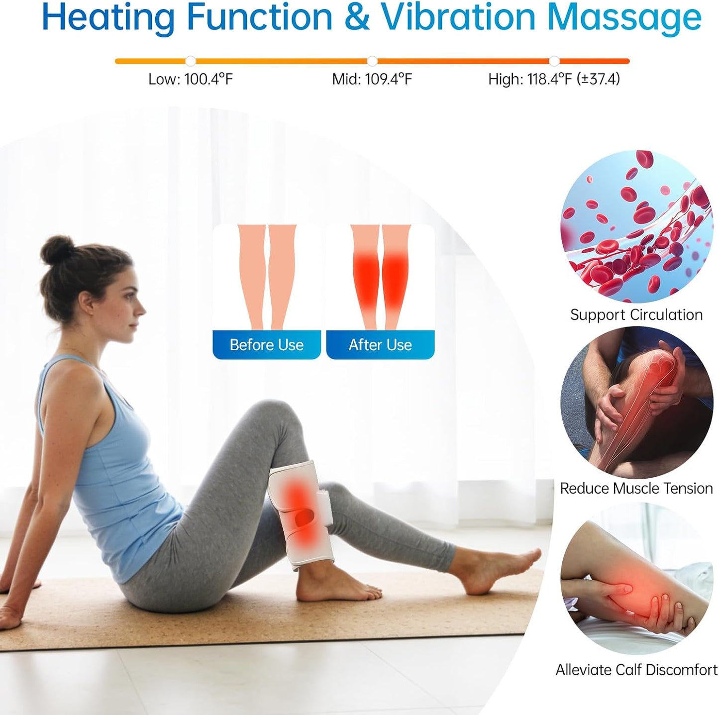 Air Leg Compression Massager Pro with Heat for Circulation and Pain Relief, Leg Recovery Compression System for Fast Recovery of Foot, Calf and Thigh, Relieve Edema, Reduce Muscle Fatigue