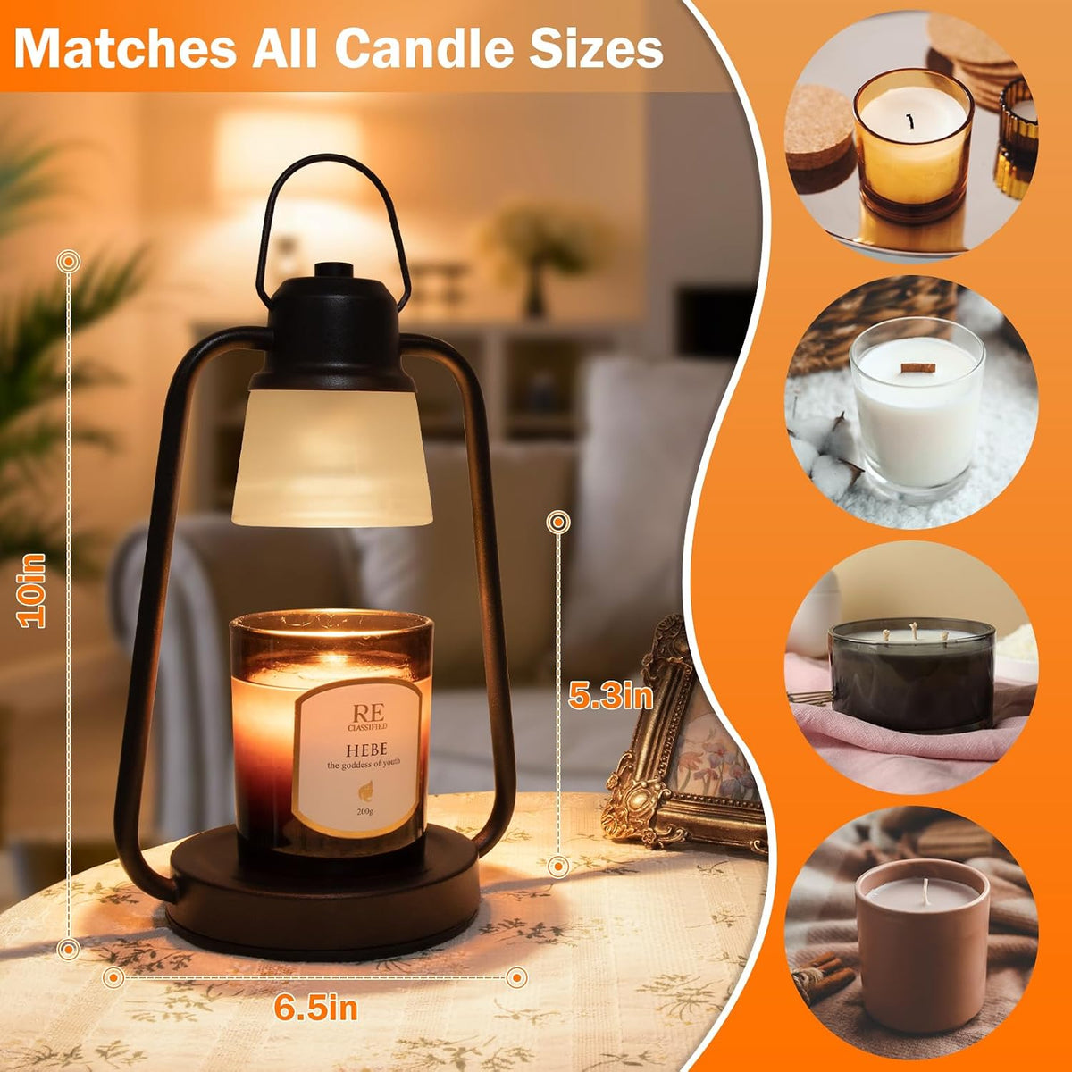 Flower Candle Warmer Lamp with Timer - Adjustable Height for Jar Candles