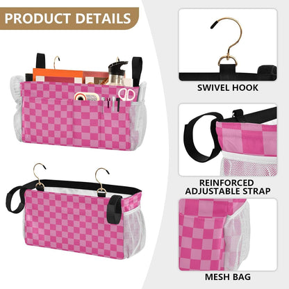 Black Bedside Caddy Storage Bag Bedside Organizer for Bed Rails College Dorm Room Organizer Caddy Hanging Shelf 6 Pockets with Hooks for Drinks Magazine Phone Holder