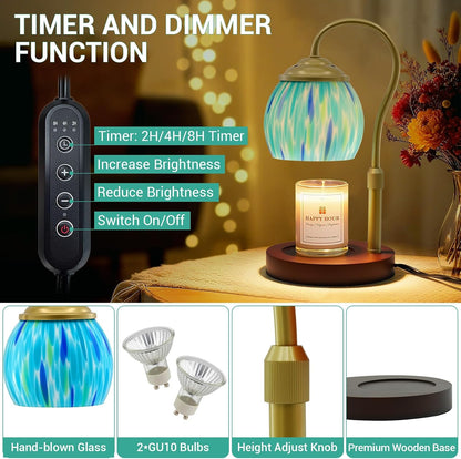 Candle Warmer Lamp - Electric Candle Lamps Timer Dimmer, Sunflower Tiffany Style Stained Glass Candle Warming Lamp Compatible with Jar Candles Valentine Birthday Gifts for Mom Friend Wax Melt Warmer