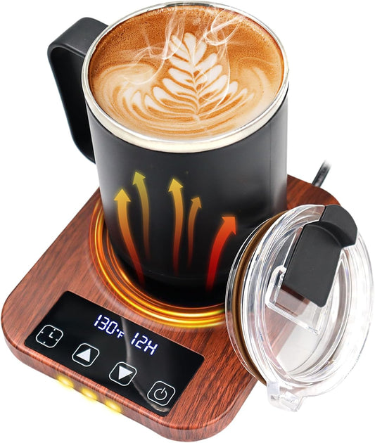 Coffee Mug Warmer, 9 Temp, 1-12H Timer Smart Electric, Auto Shut Off | Candle Warmer, Cup Warmer for Desk, Candle Warmer Plate Candle Melter, Heated Coffee Mug, Charging Coaster
