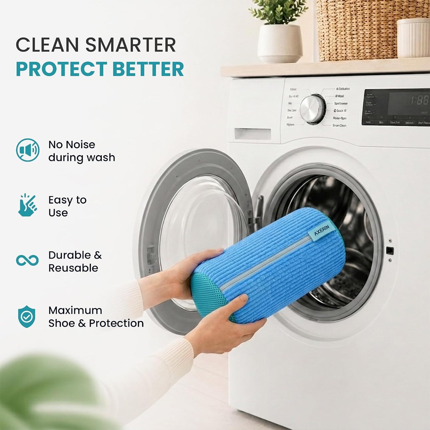 Shoe Washing Machine Bag for Washer and Dryer – 2pc Reusable Shoe Cleaning Bag for Sneakers & Tennis Shoes