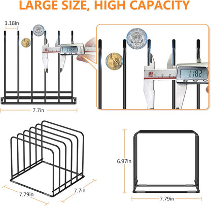 Kitchen Cabinet Organizer, Steel Cookware Holder, Divided Holder with 5 Slots for Skillets Baking Tray and Chopping Board Rack - Baking Pan Holder Storage (1 PC)