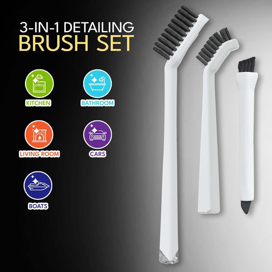 Grout Cleaning Brush Set (4 Pcs) Heavy Duty Hand Grout Scrub Brush & Detail Cleaning Brush Set for Baseboards,Floor, Corners, Shower, Bath Tub & Tiles