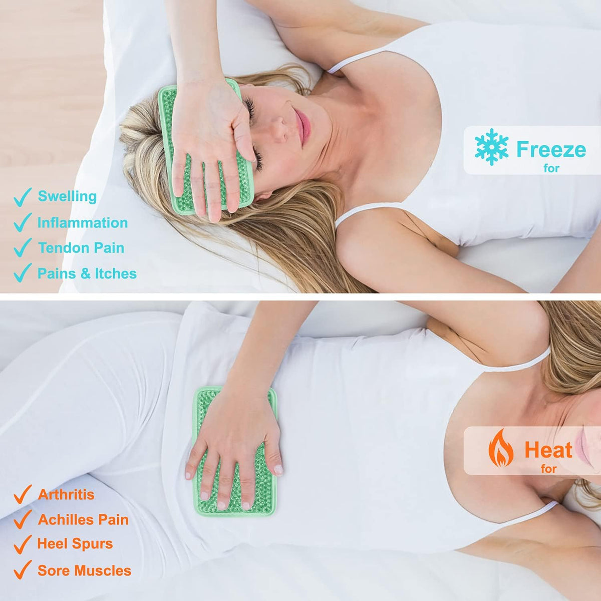 Gel Ice Packs for Injuries Reusable 2 Packs Hot Cold Gel Wrap with Strap