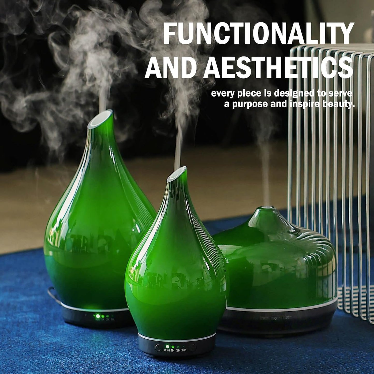 Porseme Oil Diffuser 3D Glass Aromatherapy Ultrasonic Humidifier, Air Refresh Auto Shut-Off, Timer Setting, BPA Free for Home Hotel Yoga Leisure SPA Gift 150ml Last 6H - Colors B