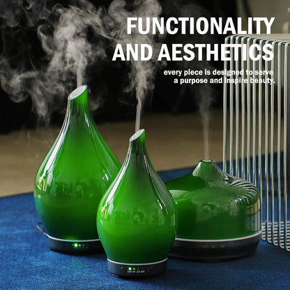 Porseme Oil Diffuser 3D Glass Aromatherapy Ultrasonic Humidifier, Air Refresh Auto Shut-Off, Timer Setting, BPA Free for Home Hotel Yoga Leisure SPA Gift 150ml Last 6H - Colors B