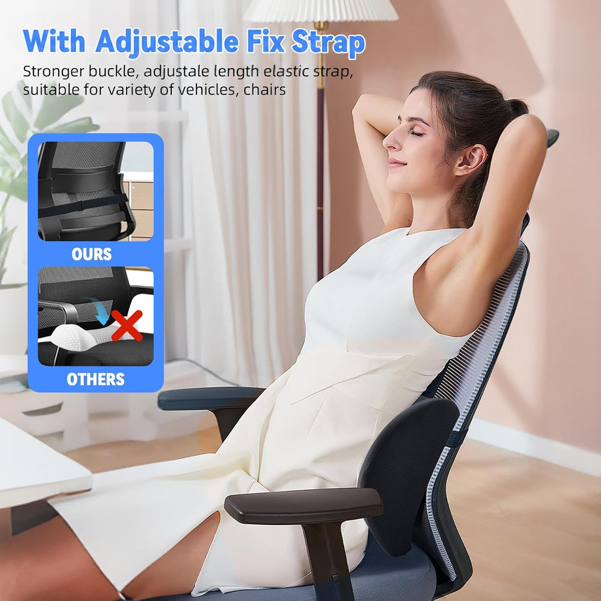 Lumbar Pillow, Memory Foam Lumbar Support Pillow for Office Chair and Car Seat, Ergonomic Streamline Back Pillow for Lower Back Pain Relief, Back Support Pillow for Sitting, Driving, Traveling