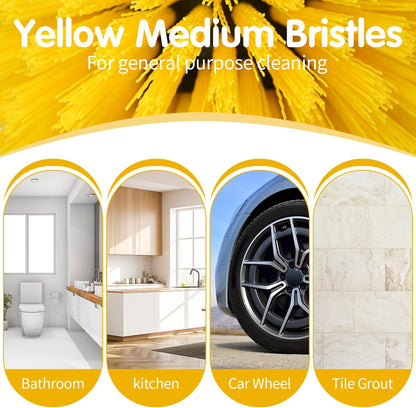 5pcs Drill Brush Set, Soft Bristle & Medium Bristle | for Car Interior, Floor, Grout, Toilet, Sink, Upholstery, Carpet