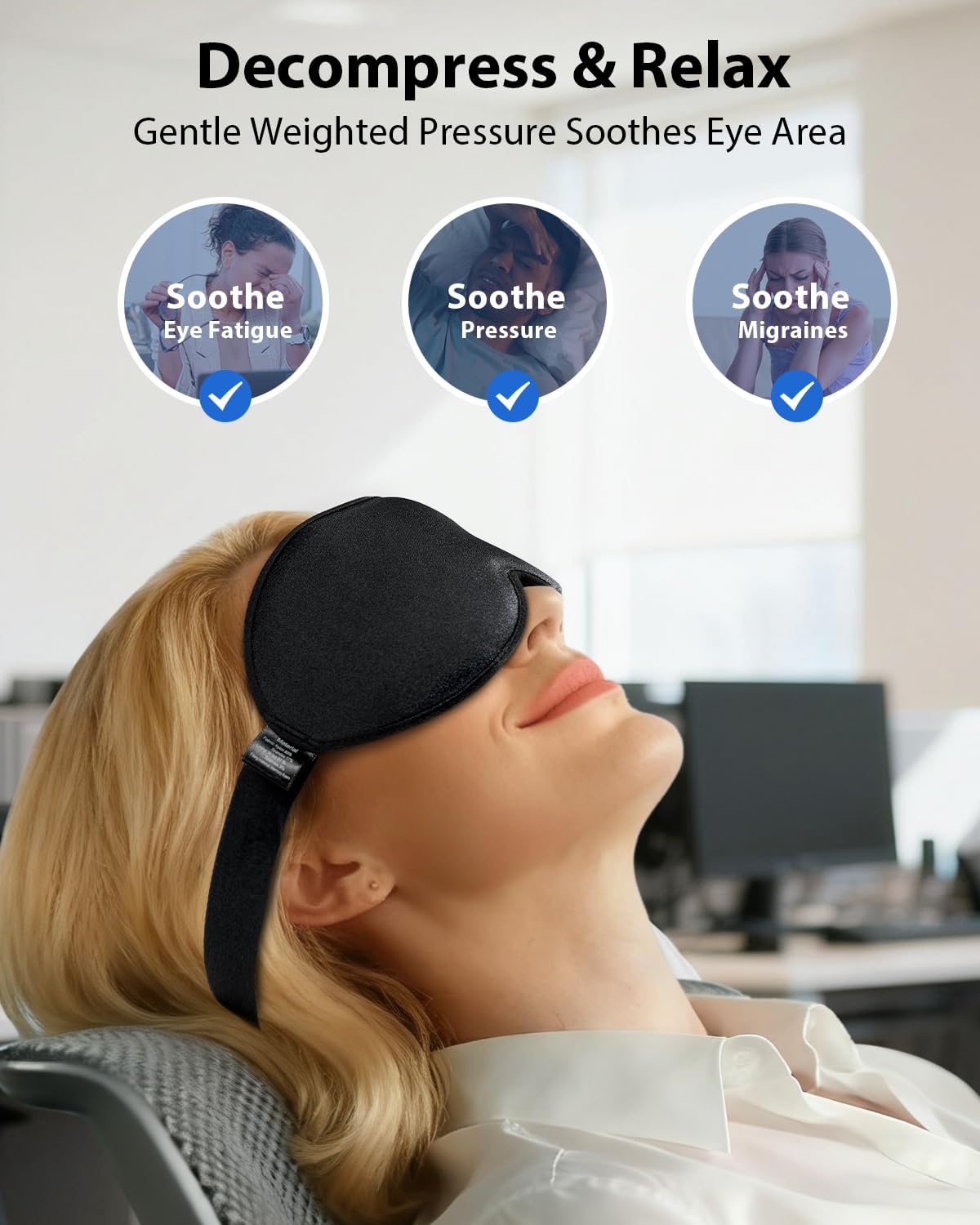 MABAO Weighted Sleep Mask, 100% Blackout Blindfold for Sleeping, Black