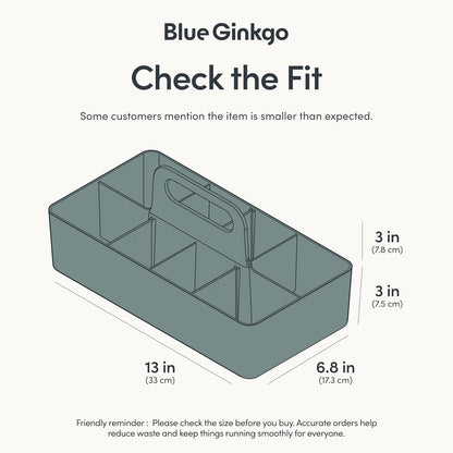 BLUE GINKGO Stackable Organizer Caddy, Rectangle, White, Made in Korea | Portable. Adjustable. Home, Office & School Storage.