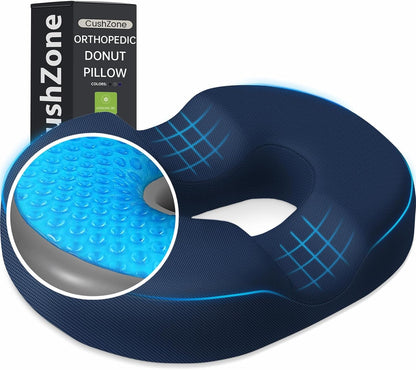 Donut Pillow Seat Cushion, Cooling Gel Memory Foam Chair Cushion, Black