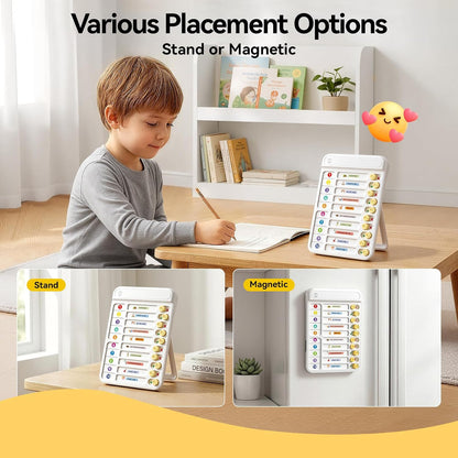 Chore Chart for Kids with Timer, 21 PCS Checklist Magnetic Schedule Board, ADHD Tools with 99-Min Countup/Down Visual Timer, Bedtime/Morning/Daily Routine Chart Dry Erase to Do List with Slider(White)