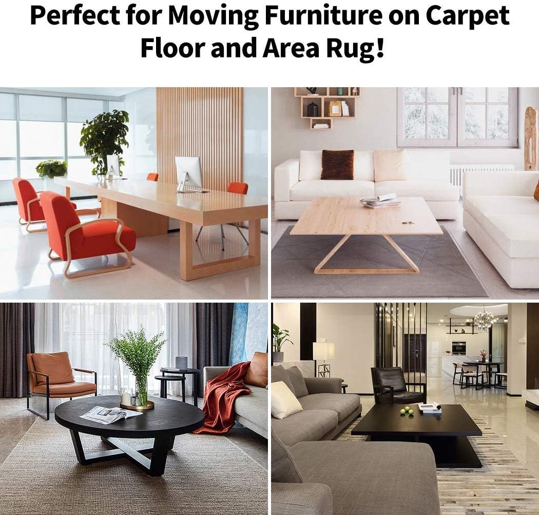 Ezprotekt Large Furniture Sliders for Carpet and Hardwood Floors, 8 Pack 9-1/2" x 5-3/4" Reusable Oval Heavy Duty Furniture Moving Pads, 4 Pcs Hard Floor Felt Sliders+4 Pcs Carpet Sliders (Beige)