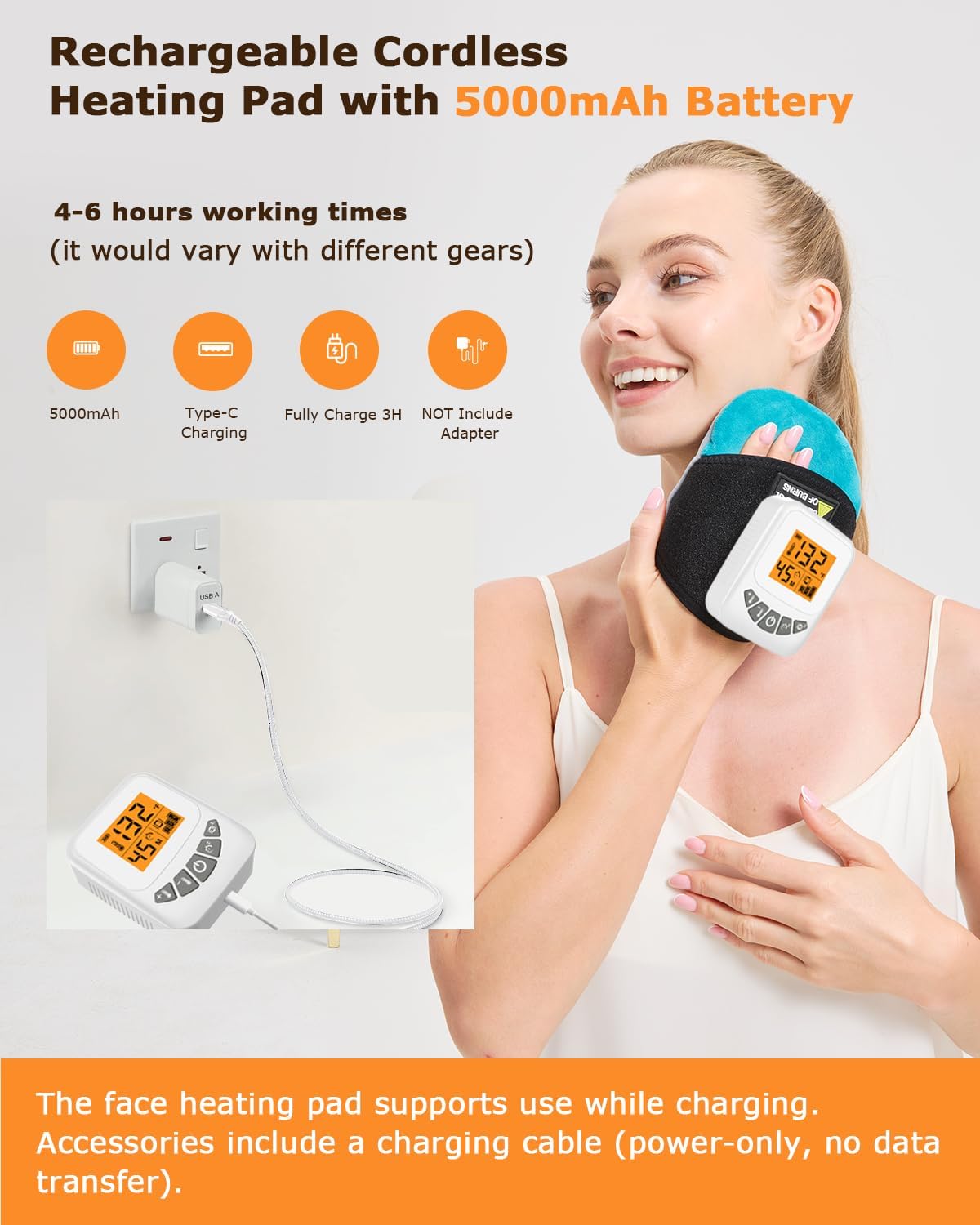 Cordless Leg Massager for Circulation and Pain Relief - 5000mAh Portable Heating Pad for Leg and Calf with 3-Level Vibration Massage, 104-140℉ Adjustable Temperature & 30/45/60 Min Timer