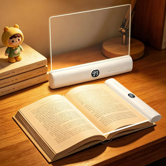 LED Book Light, Rechargeable Reading Lamp with 3 Colors & Stepless Dimming