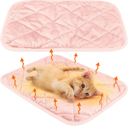 2 Pack Self Heating Cat Mat Self Warming Pet Pads Washable Kennel Mat Dog Crate Pad Reflects Body Heat Non Skid Cat Thermal Pads for Puppy Indoor Outdoor(Black,16 x 20 Inches)