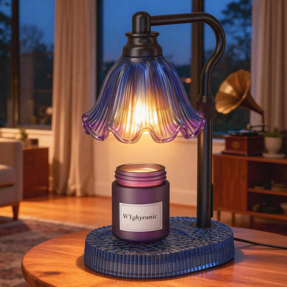 Flower Candle Warmer Lamp,Adjustable Timer & Dimmer(Green) | Adjustable height fits jars. Timer & dimmer safe melt. 2 bulbs & heat-proof base. Perfect for bedroom, office, or gifting.
