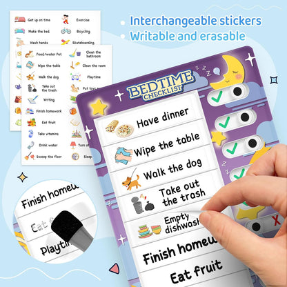 Chore Chart for Kids: Dry Erase to Do List, Morning/Bedtime Routine Chart, Magnetic Checklist, Toddler Visual Schedule, Daily Behavior Chart for Fridge