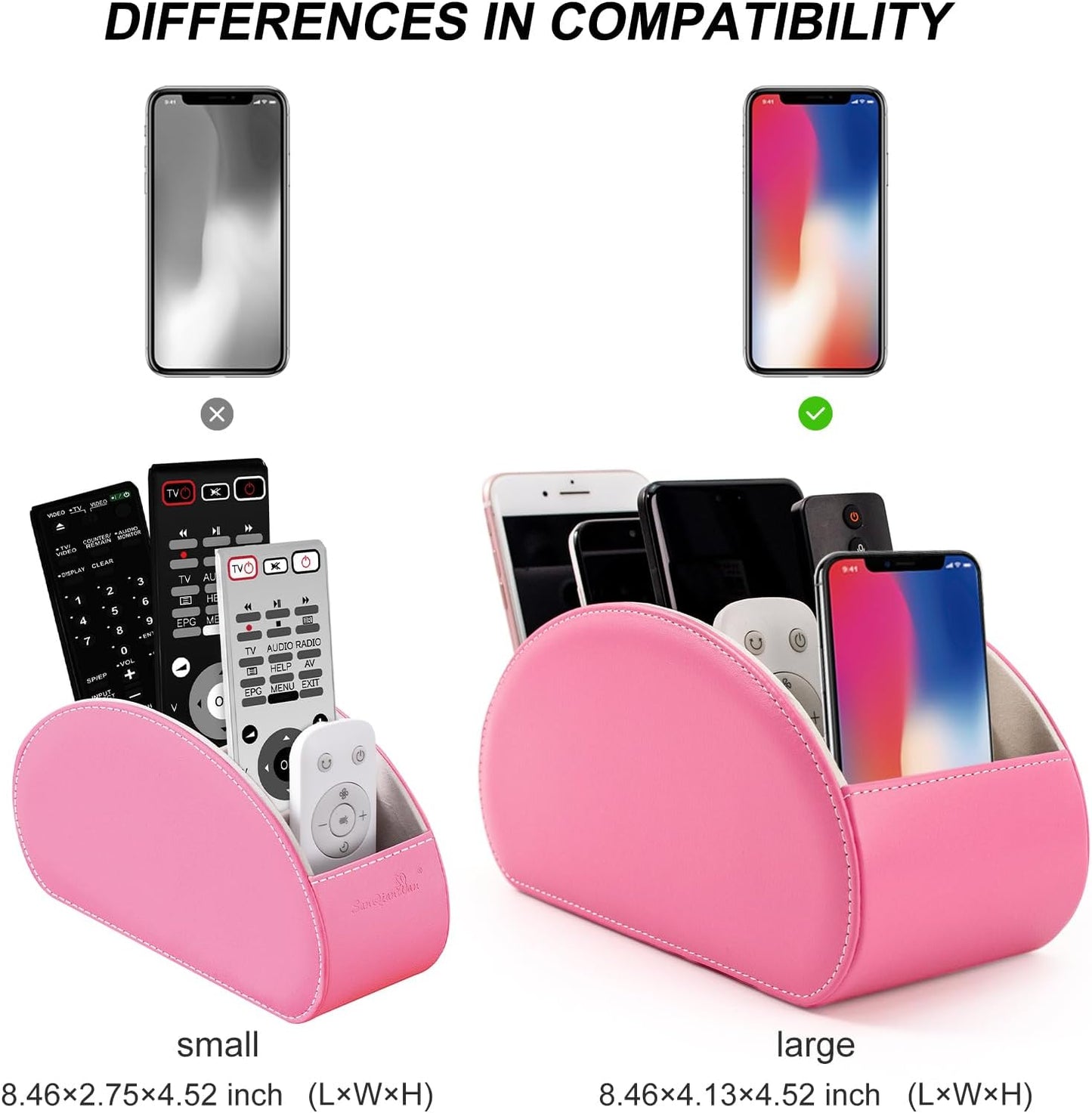 Remote Control Holders Organizer Box with 5 Compartment PU Leather Caddy | Multi-functional Office Desk Storage Caddy Store Tv Remote for Media Player,Brush,Pencil,Glassees&Office Supplies