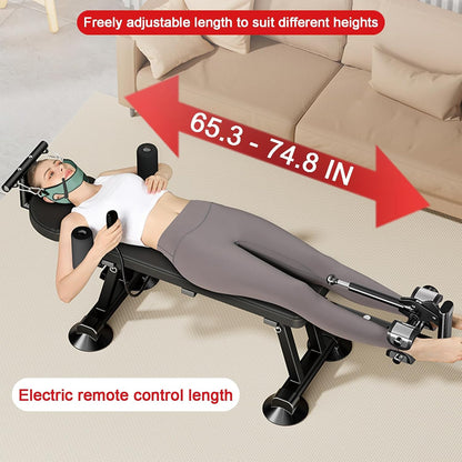 Alternative Inversion Traction Table, Back Stretcher Traction Table for Spine Stretching, Full Body Traction Machine Bed for Home (Black, Electric Large)