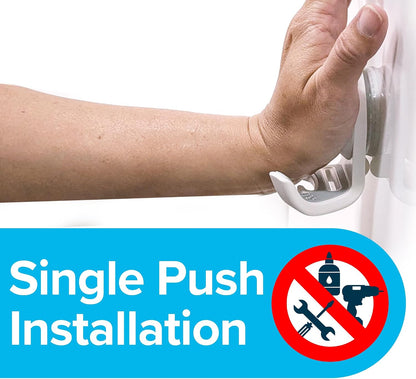 SlipX Solutions Power Lock Suction Cup Shower Hook, Phone Holder, White | Quick Tool-Free Installation, Patented Suction Cup, Waterpoof, Rust-Proof, Holds Razor, Loofah, Phone, & More In Shower