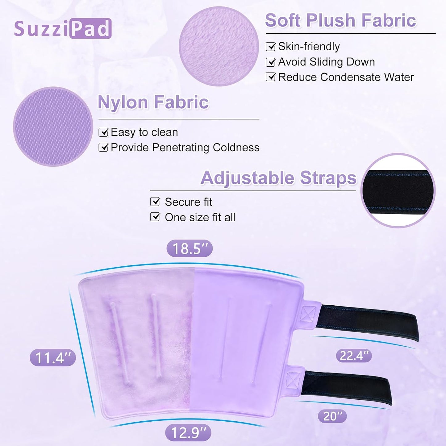 SuzziPad 360° Cold Pack for Calf, Shin, Arm & Elbow – Ice Wrap with Dual-Cover Design, Adjustable Velcro Straps, Leakproof & Reusable Cold Compress for Post-Workout Recovery (2 Packs), Black | Dual-Cover, Adjustable Straps, Leakproof Cold Compress for