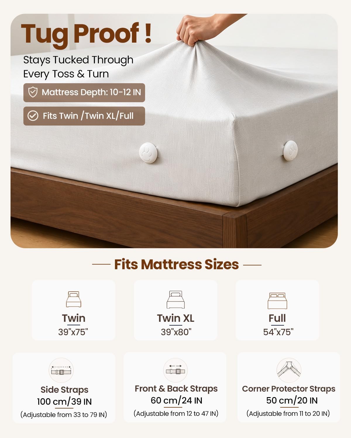 Bed Sheet Holders, Fitted Sheet Holder, 10 Twist-Locks, 360°Secure Fit