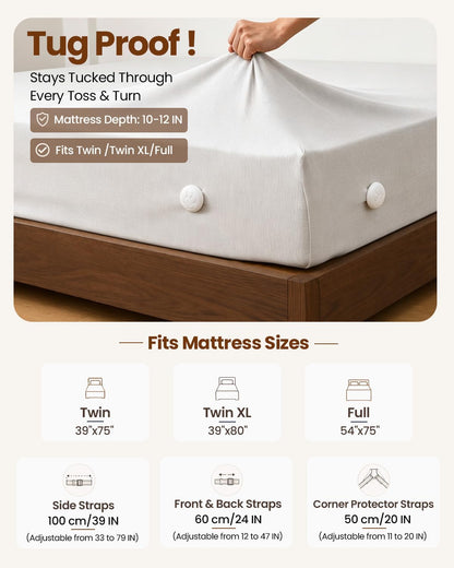 Bed Sheet Holders, Fitted Sheet Holder, 10 Twist-Locks, 360°Secure Fit