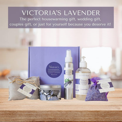 Victoria's Lavender Luxury Lavender Relaxing Spa Gift Basket, Set of 3 | Neck Wrap, Dead Sea Bath Salts, and Hand & Body Lotion , Microwavable Neck Heating Pad Filled with Lavender Buds & Flax Seed